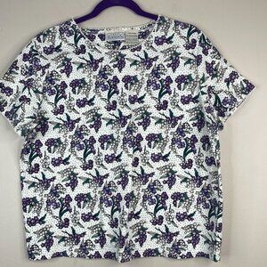 Vintage Grannycore Floral Top Large Lily of the Valley Crochet Trim Dainty Sweet